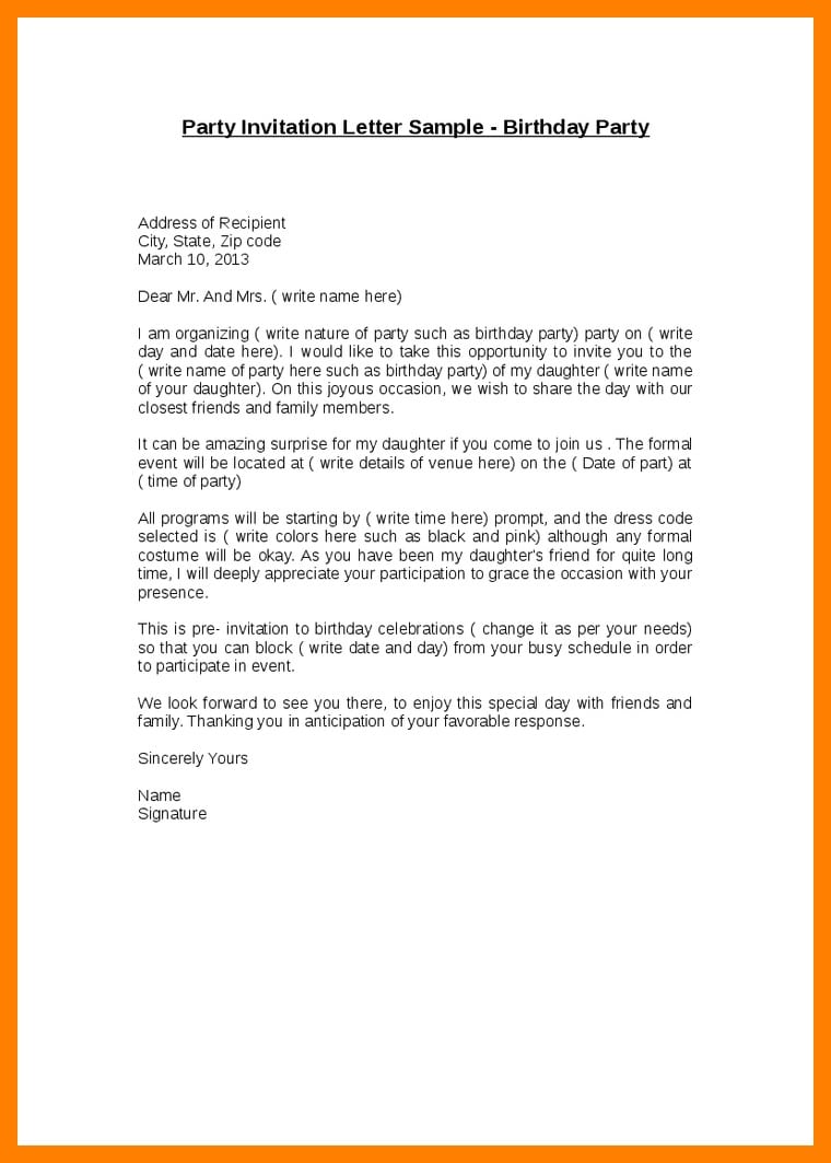 Write Letter To My Friend Fresh 3 Invitation Letter For Birthday