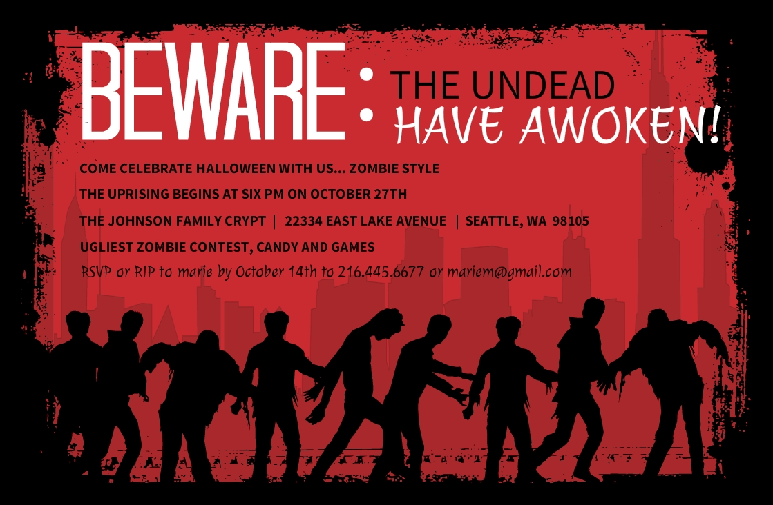 Zombie Party Invitations