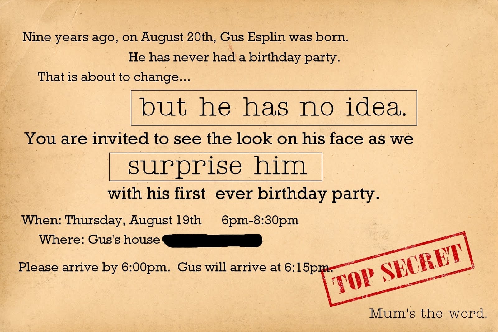 Adult Surprise Viewing Birthday Party Invitations Card With Cream