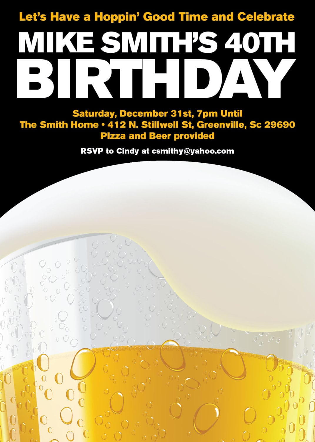 Beer Party Invitations, Birthday, 21st, 30th, 40th, Milestone, Set