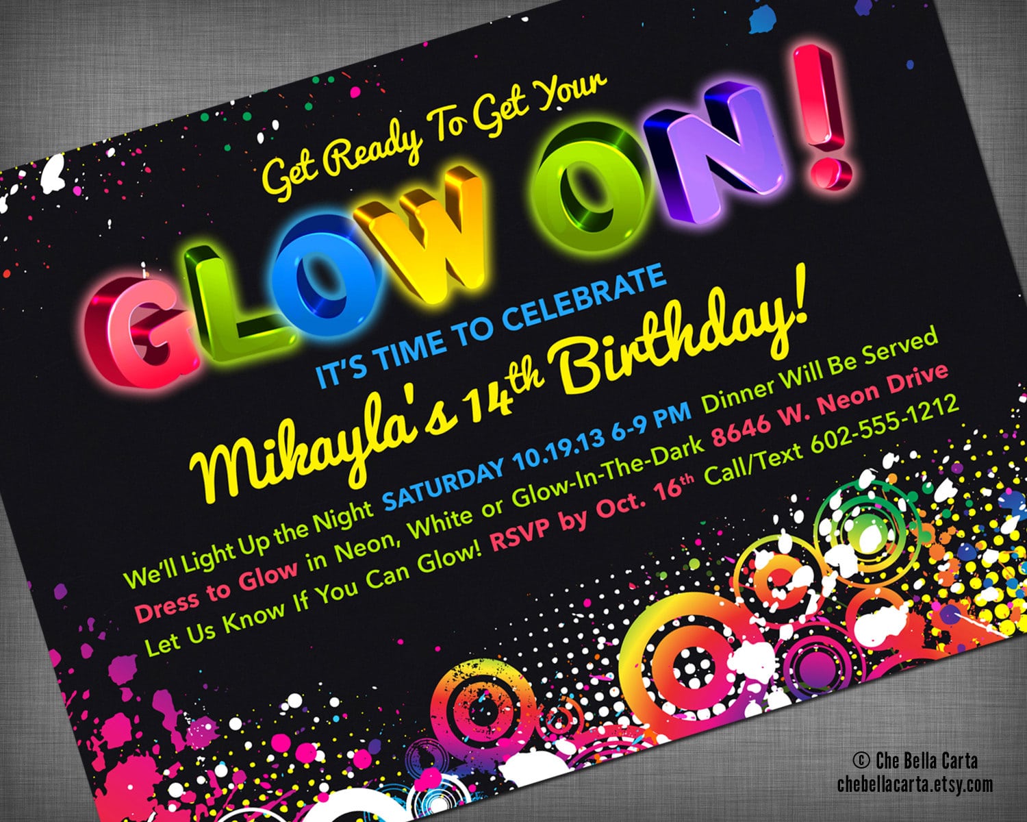 Black Light Party Invitations Black Light Party Invitations With A