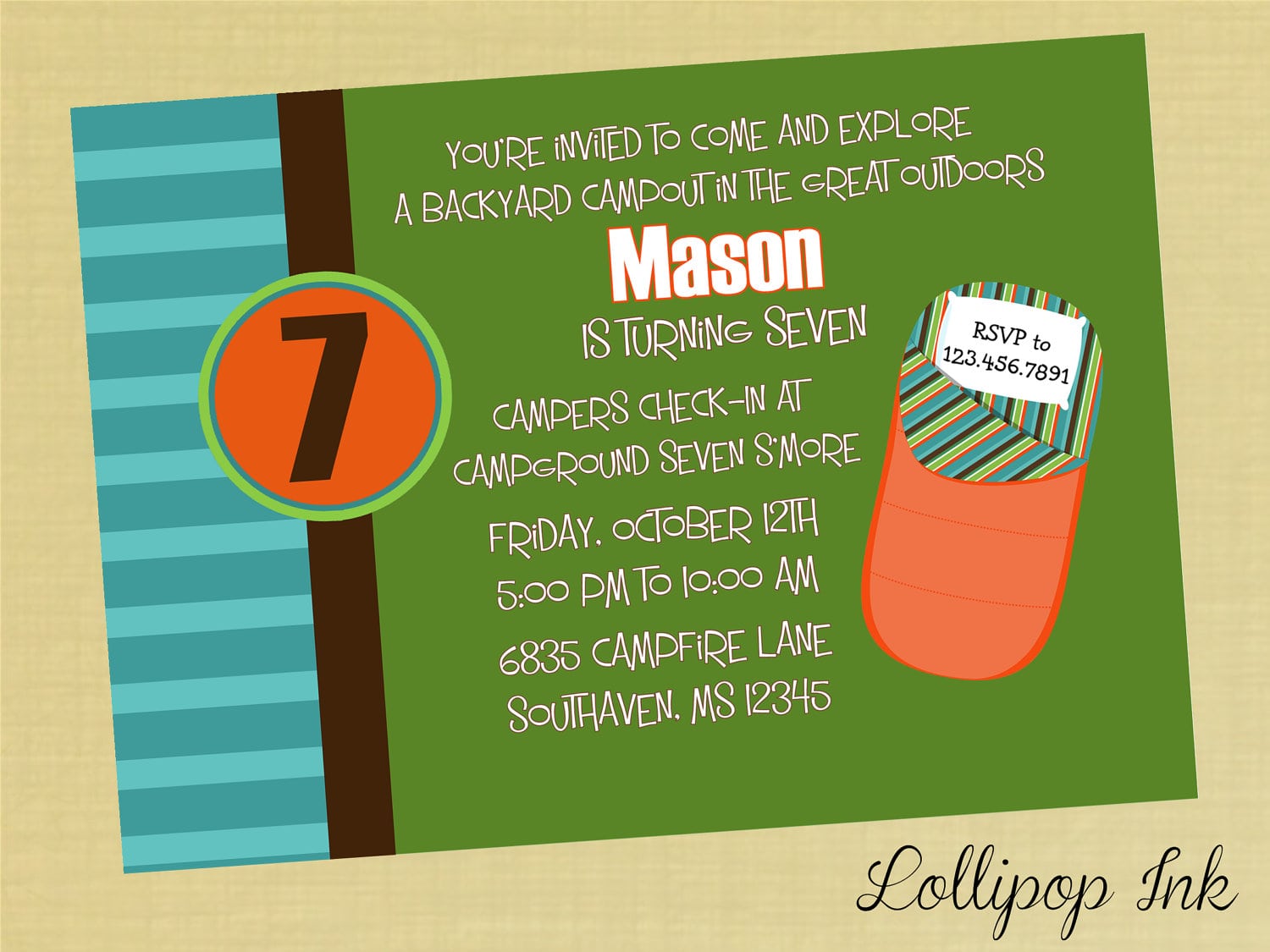 Campout Birthday Party Invitations