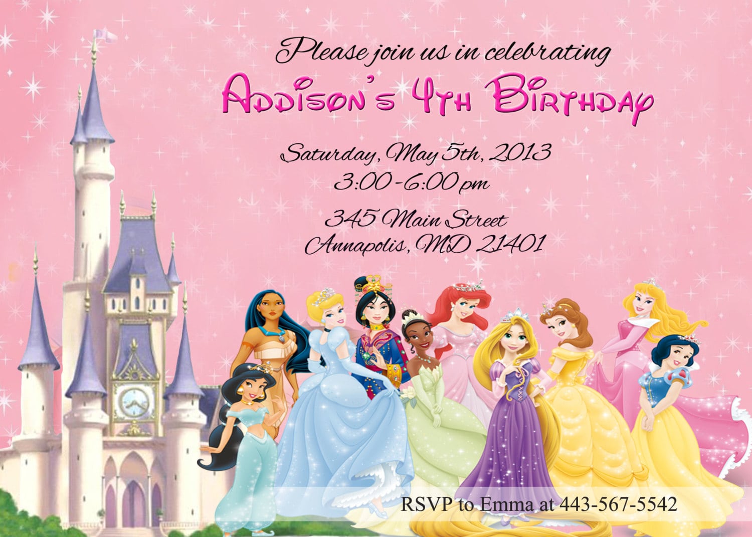 Disney Princess Party Invitations
