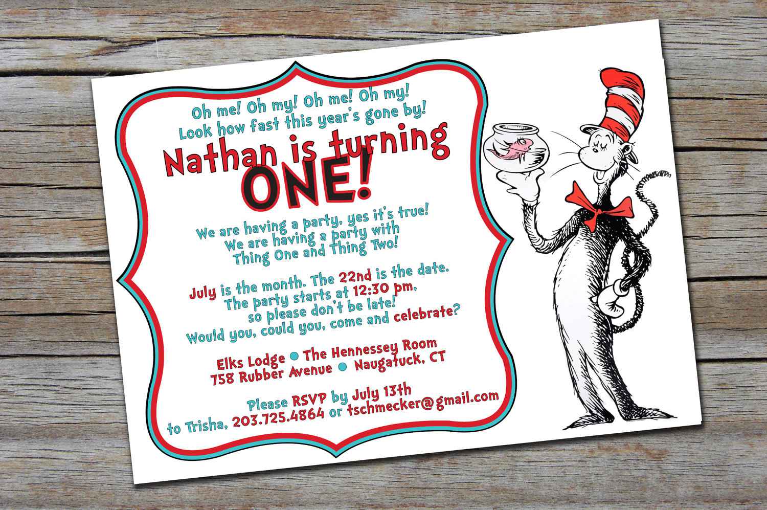 Dr Seuss Birthday Invitations