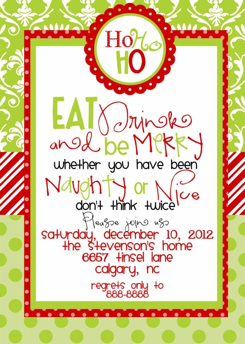 Funny Christmas Party Invitations Wording