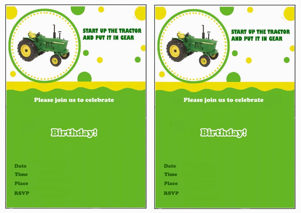 John Deere Free Printable Birthday Party Invitations