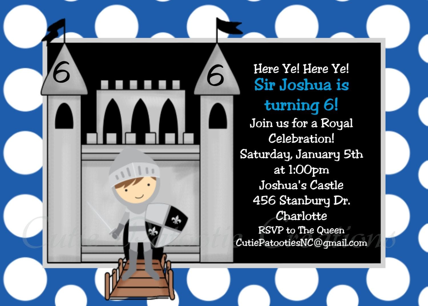 Knight Birthday Invitation Knight Birthday Party Invitation