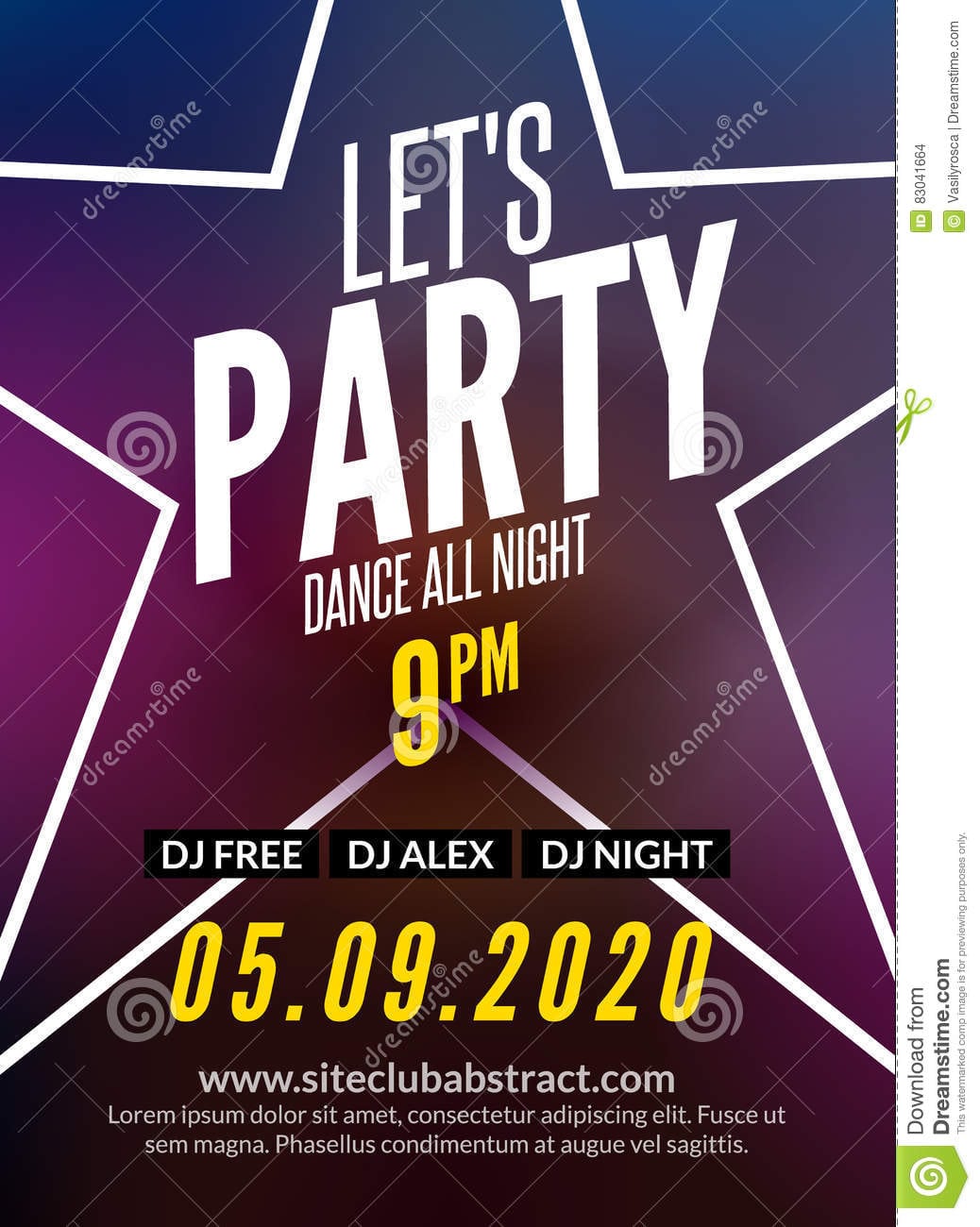 Lets Party Design Poster  Night Club Template  Music Party