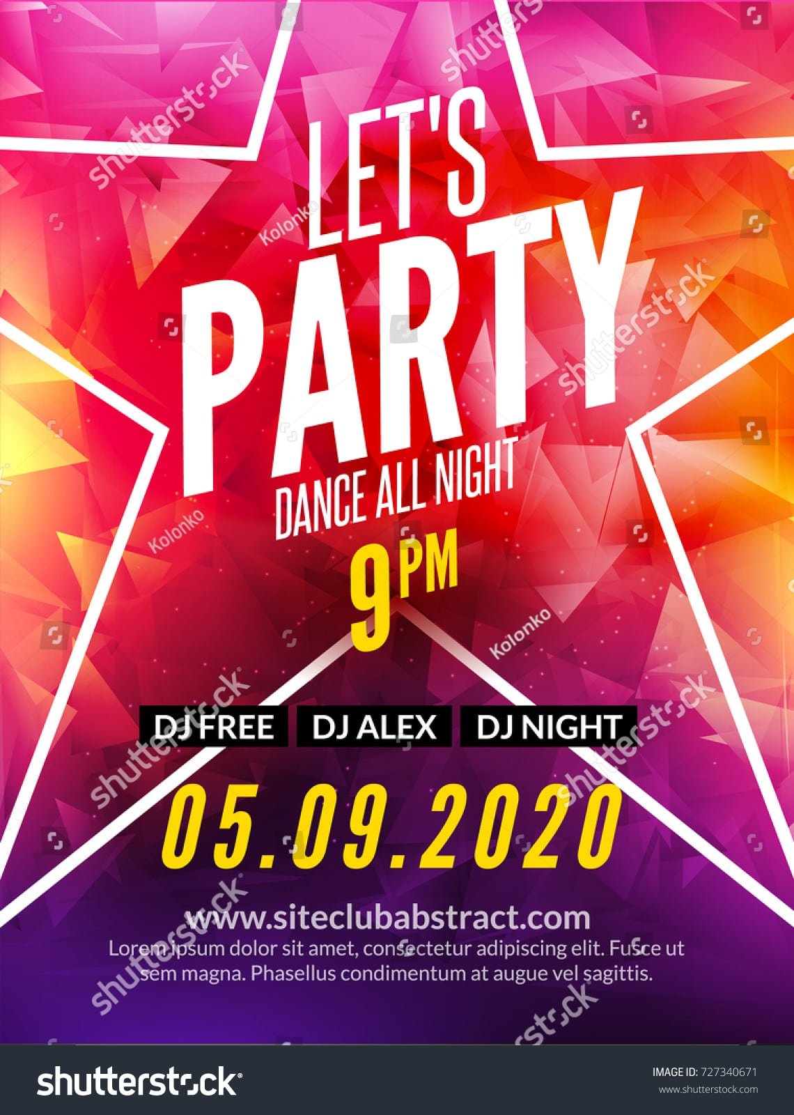 Lets Party Design Poster Night Club Stock Vector 727340671
