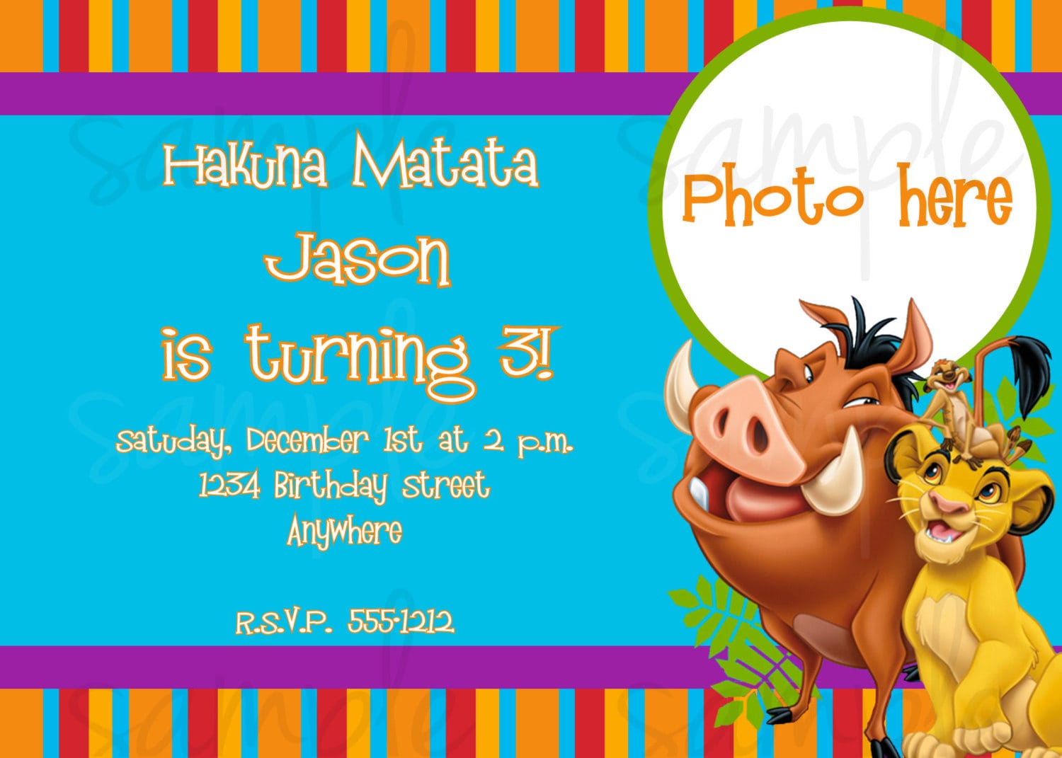 Lion King Birthday Party Invitations