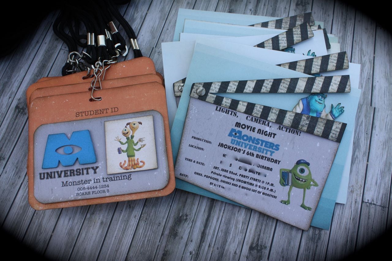 Monsters University Invitation And Id Tag Set