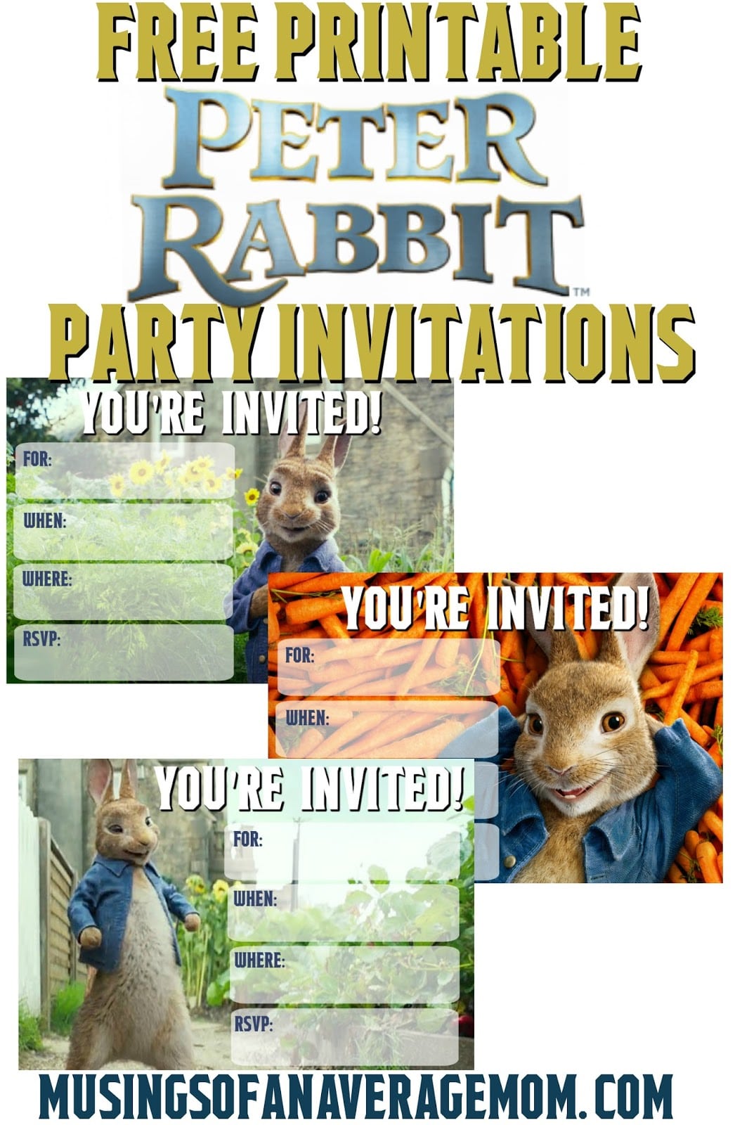 Musings Of An Average Mom  Peter Rabbit Movie Invitations