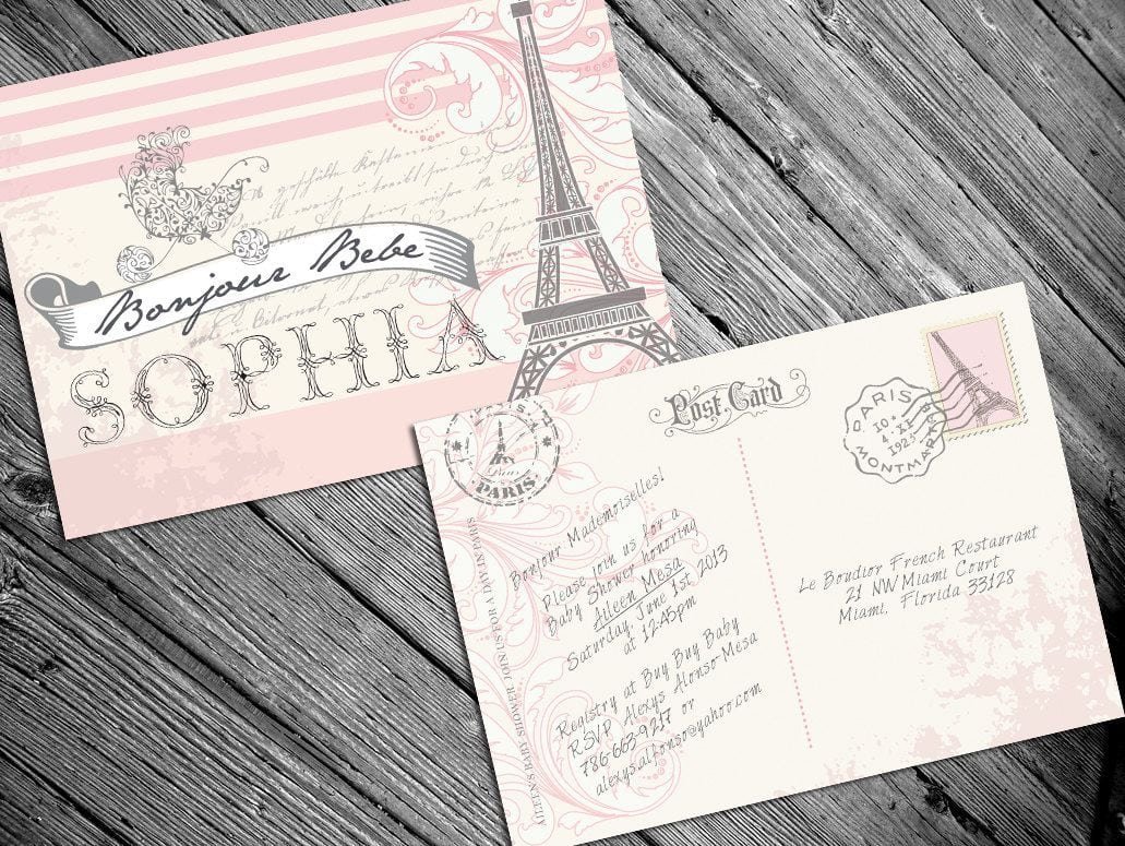 Paris French Themed Baby Shower Invitation By Alexysdesign On Etsy