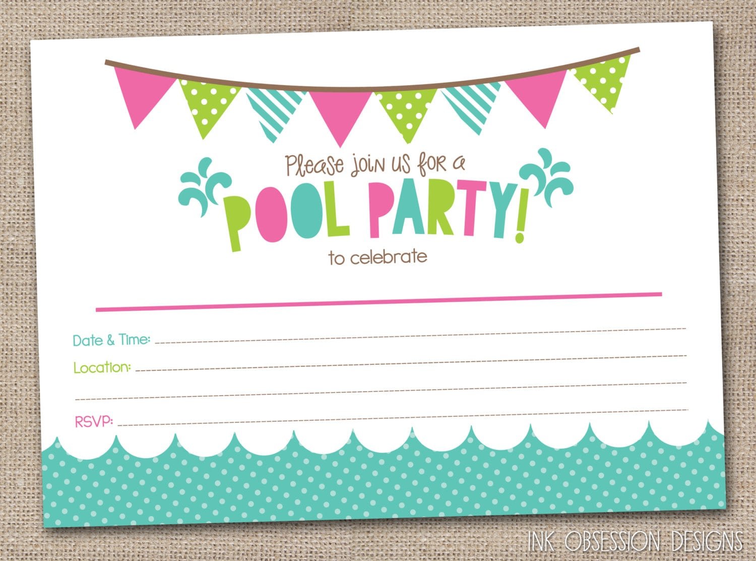 Party Invitations  Printable Pool Party Invitations Gallery Images