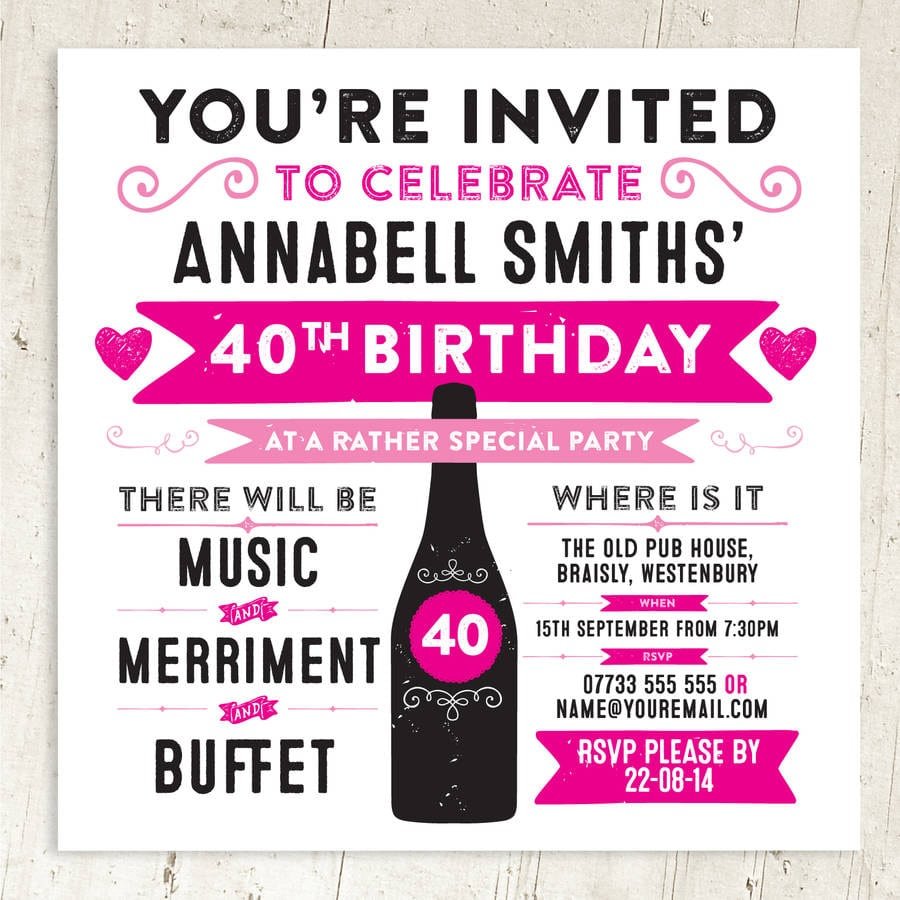 Personalised Birthday Or Wedding Party Invite By A Is For Alphabet