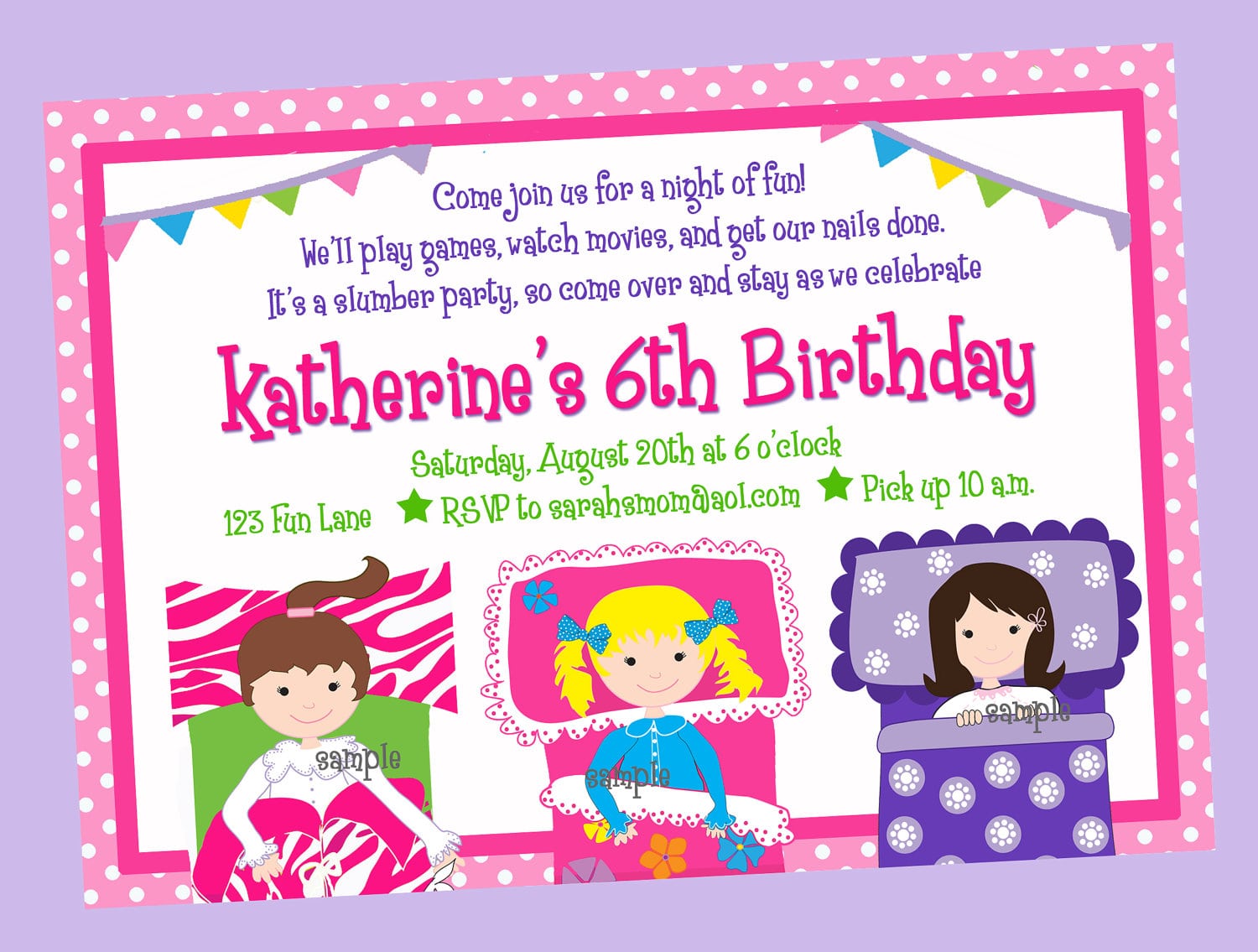 Printable Pajama Slumber Party Invitation Designed By