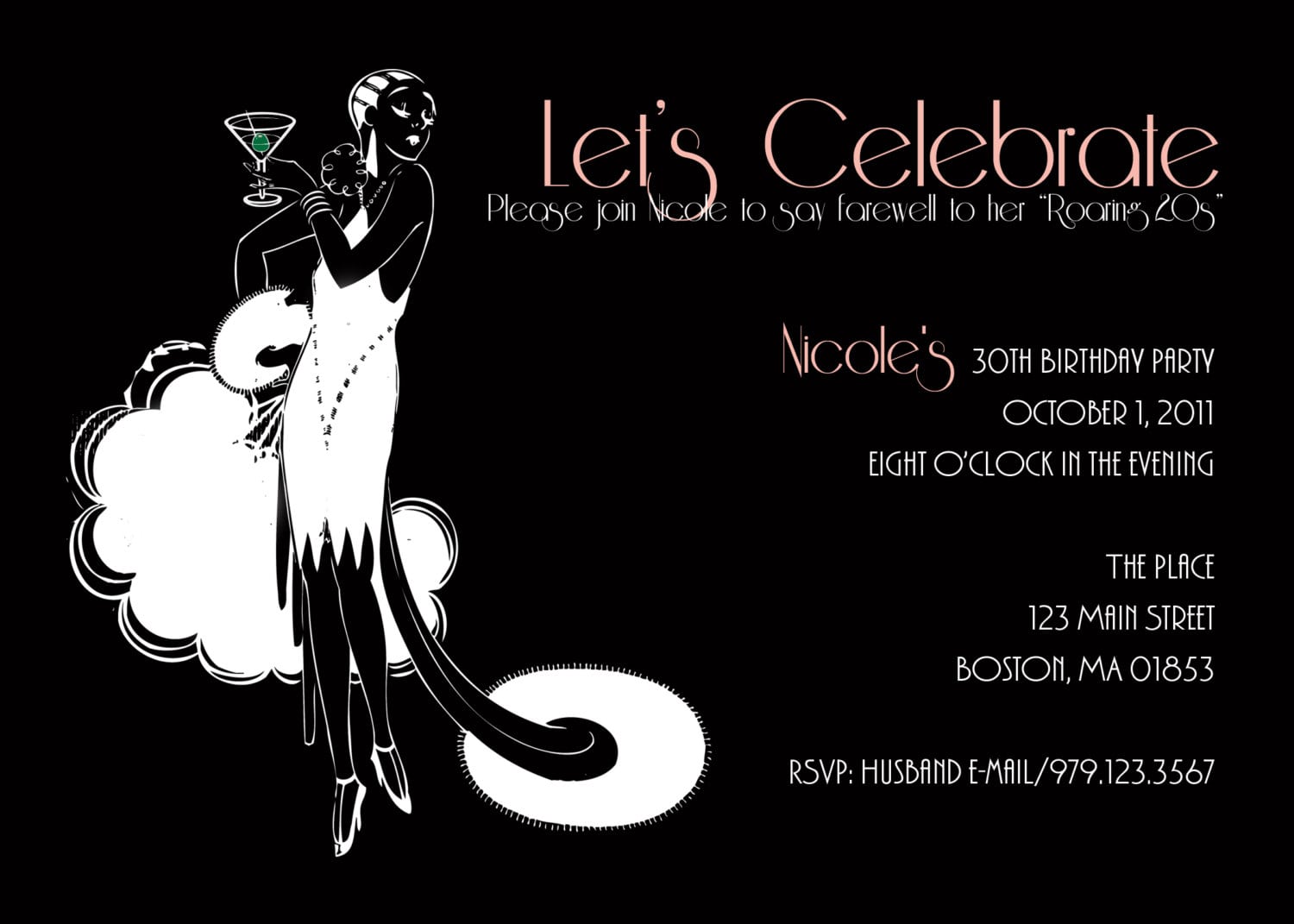 Roaring 20's Flapper 30th Birthday Invitation  $15 00, Via Etsy