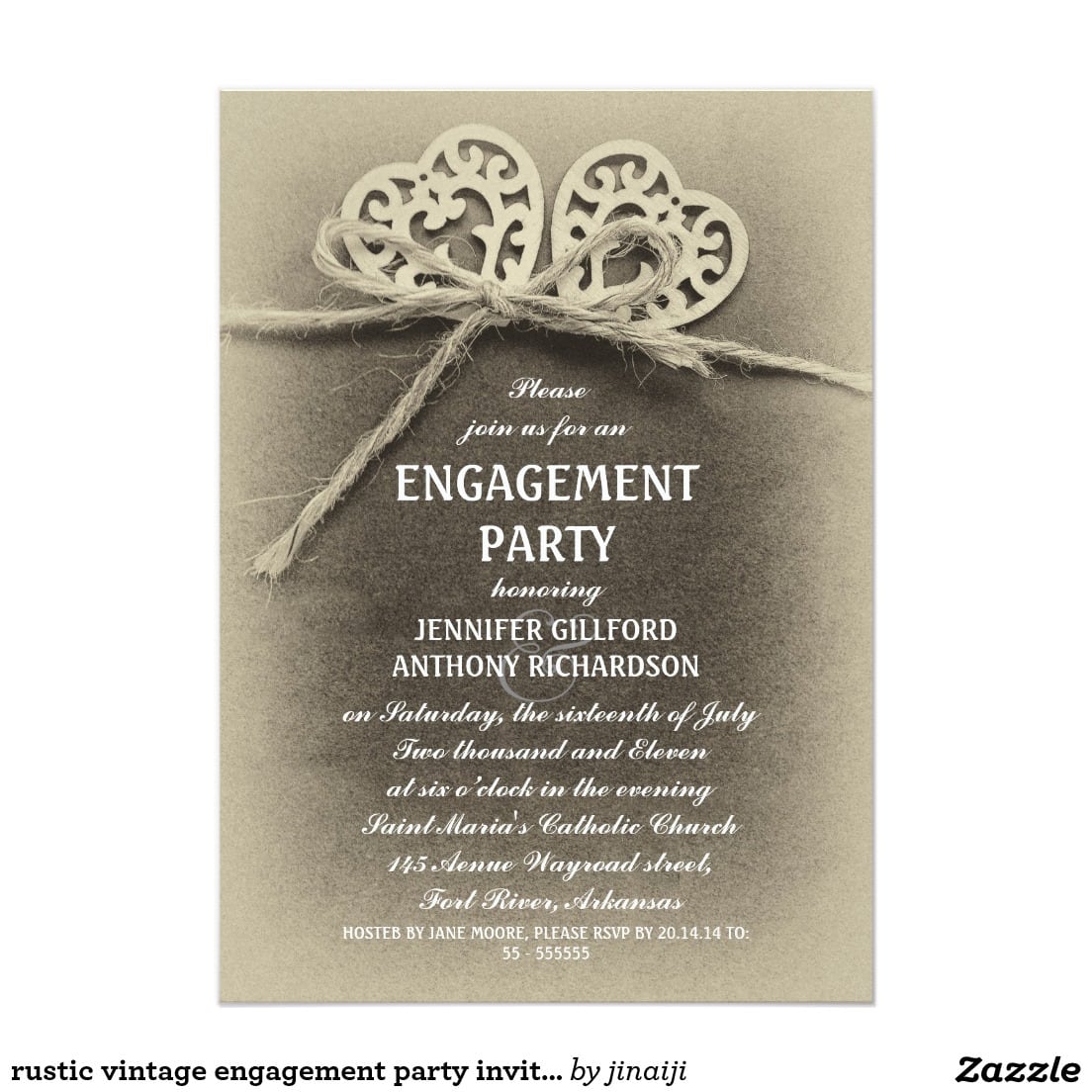 Rustic Vintage Engagement Party Invitation