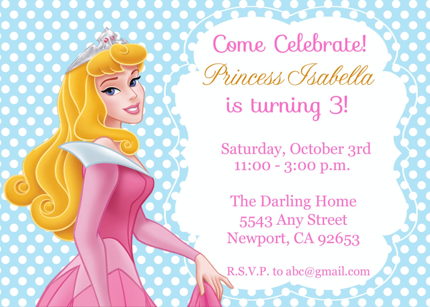 Sleeping Beauty Birthday Invitations