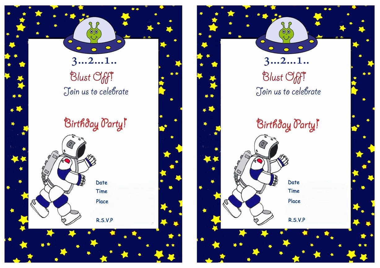 Space Free Printable Birthday Party Invitations
