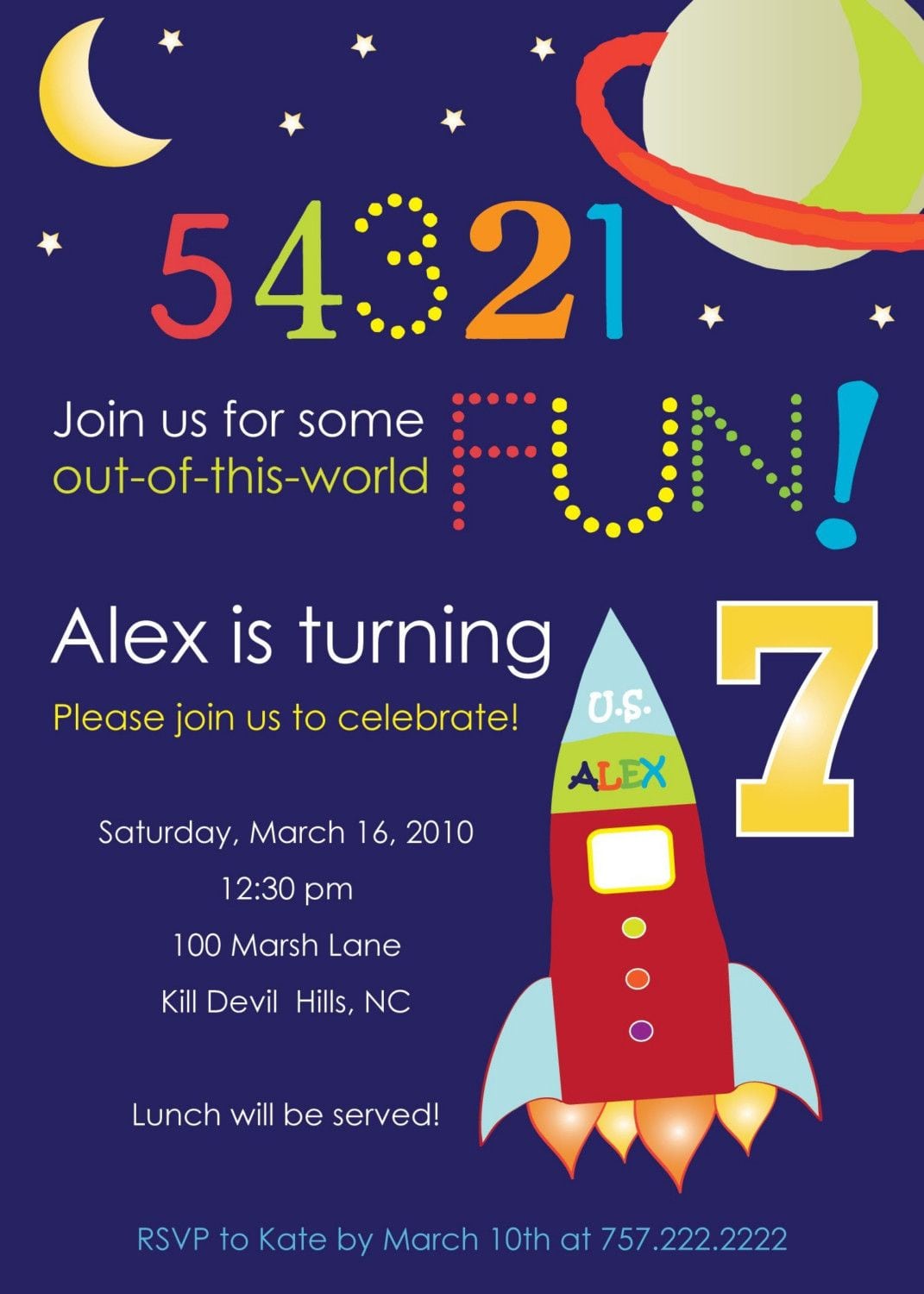 Space Party Invitations