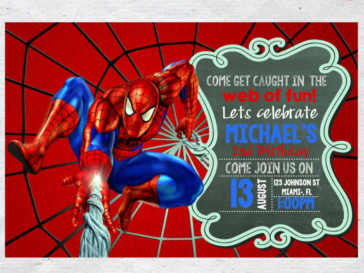 Spiderman Birthday Invitations