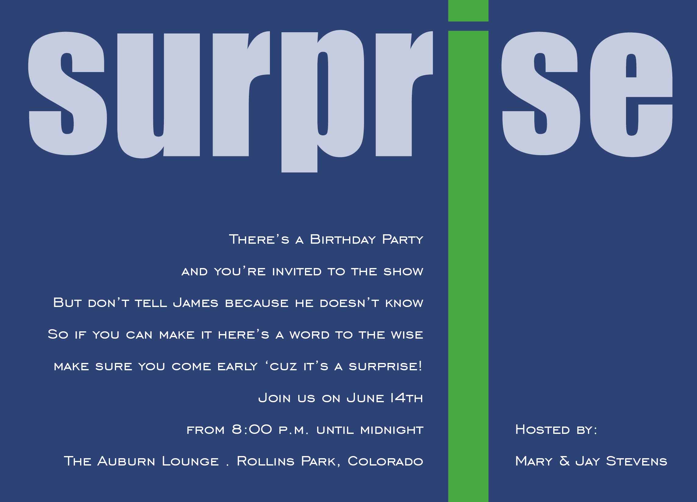 Surprise Birthday Party Invites
