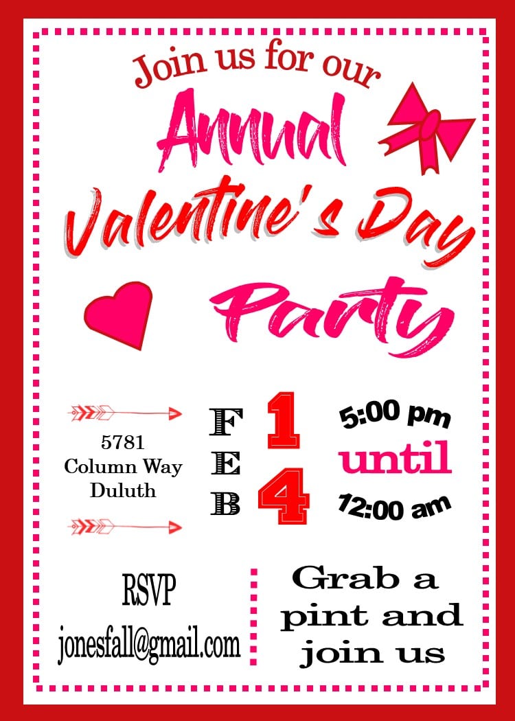 Valentine's Day Party Invitations 2018