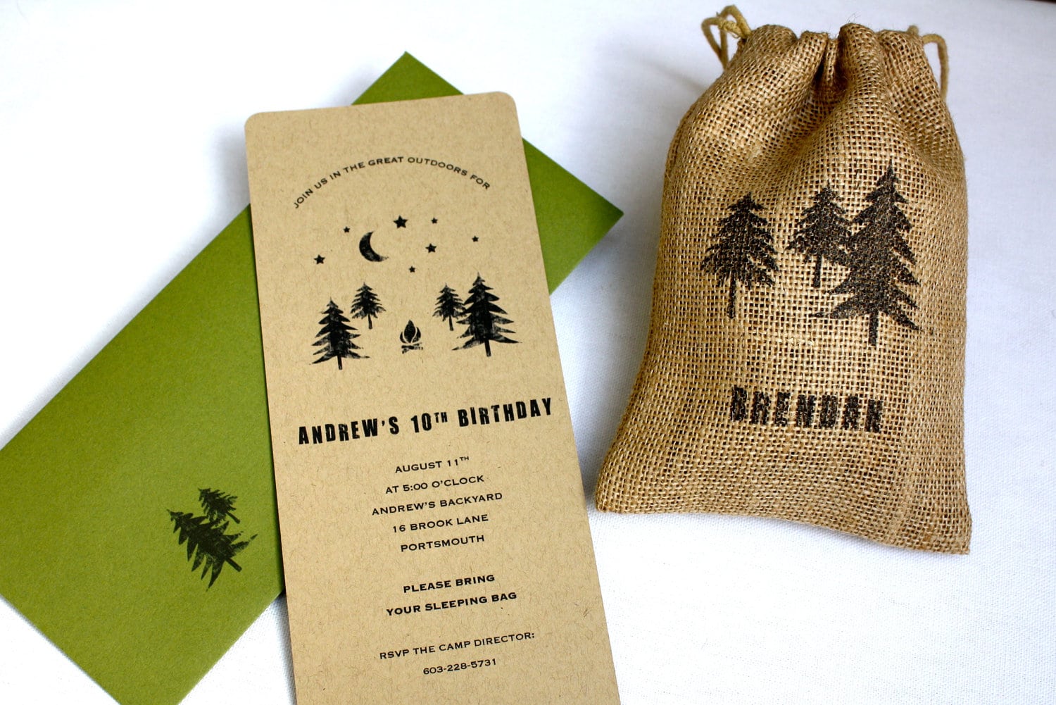 Woodland Backyard Camping Birthday Party Invitation