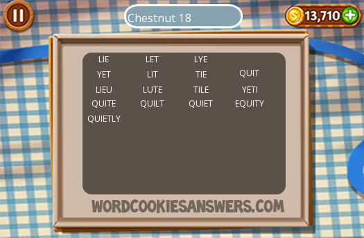 Best Chestnut 18 Word Cookies Image Collection