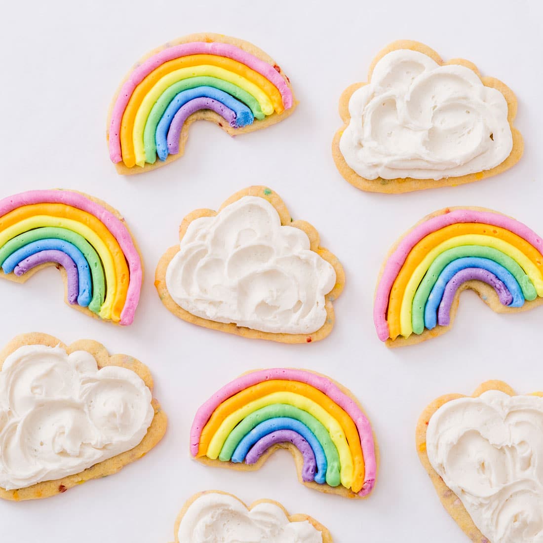 Chewy Soft Rainbow Cloud Frosted Confetti Sugar Cookie Recipe