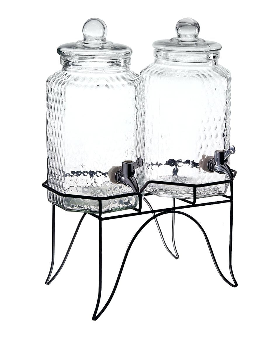 Del Sol Beverage Dispenser Ribbed Glass With Stand 15 Gallon Bed
