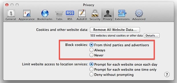 Enabling Cookies In Safari
