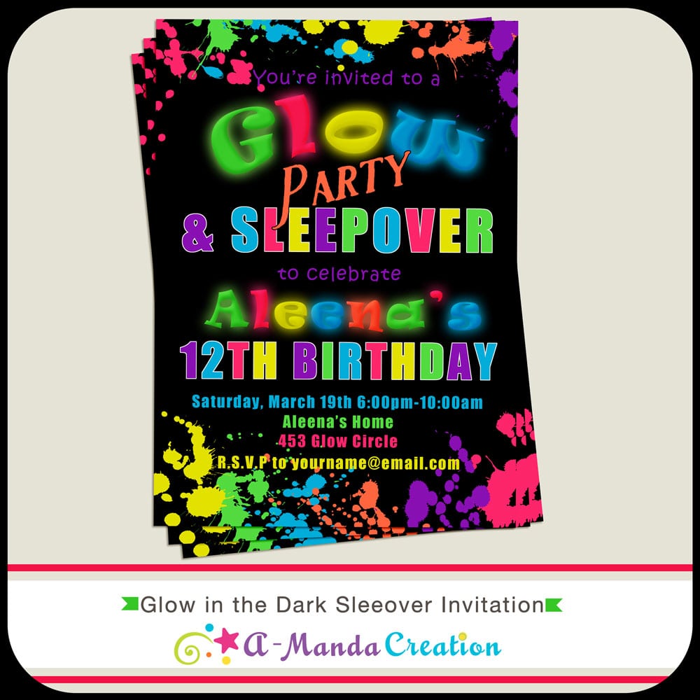 Glow Party Invitations