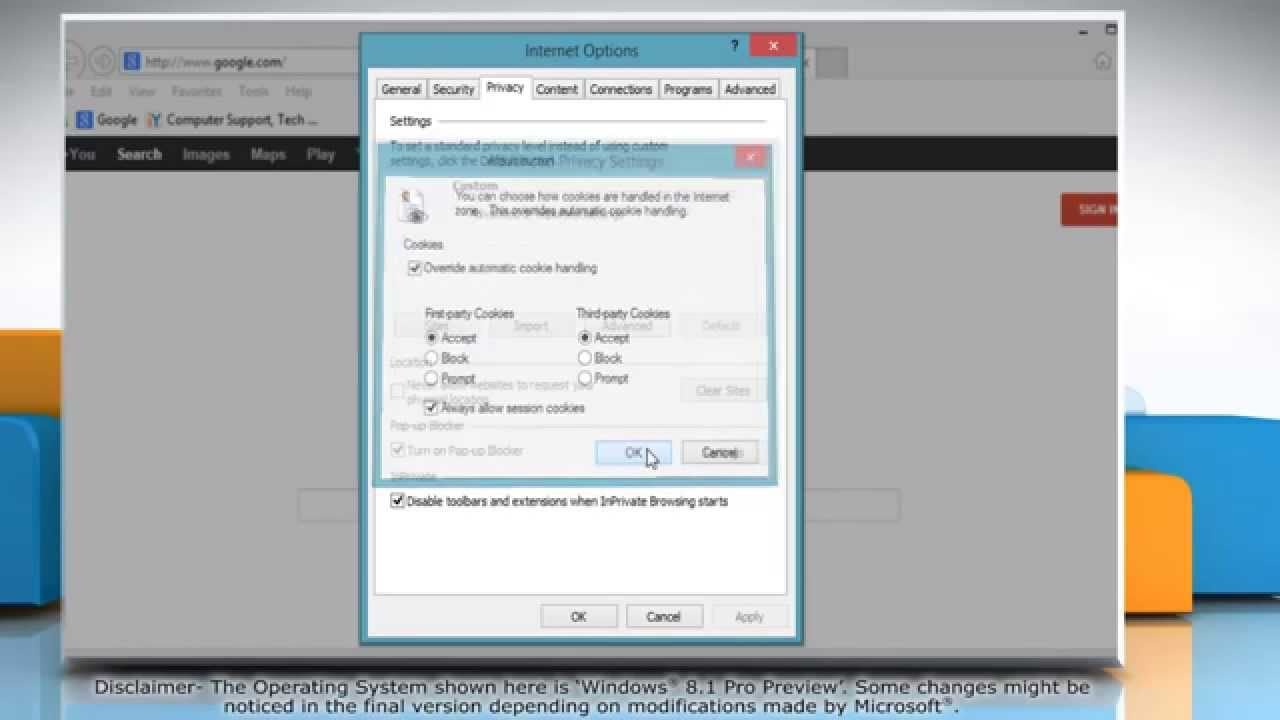 How To Enable Cookies In Internet ExplorerÂ® 11 On WindowsÂ® 8 1