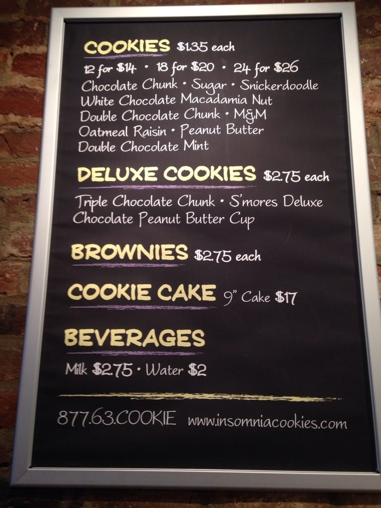 Insomnia Cookies Menu, Menu For Insomnia Cookies, Athens, Athens