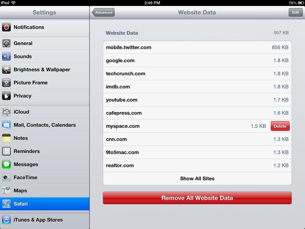 Ipad Tips  How To Delete Cookies For Individual Websites