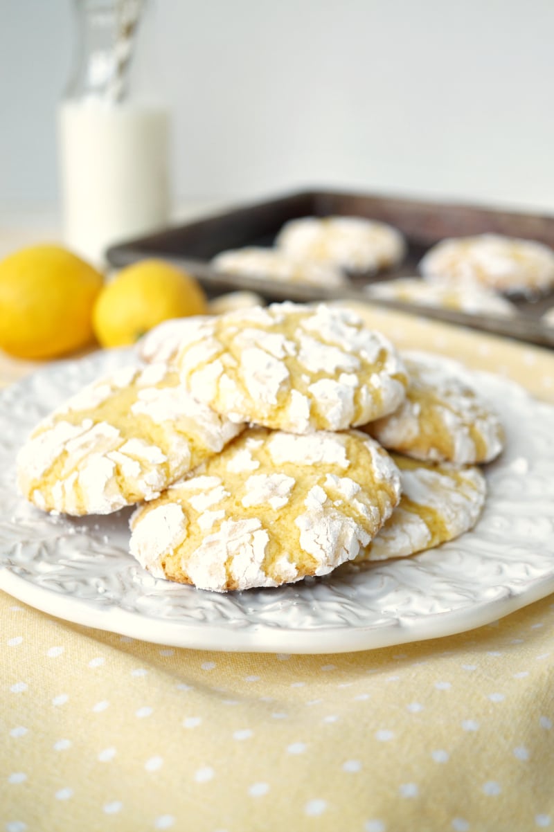 Lemon Cake Mix Crinkle Cookies