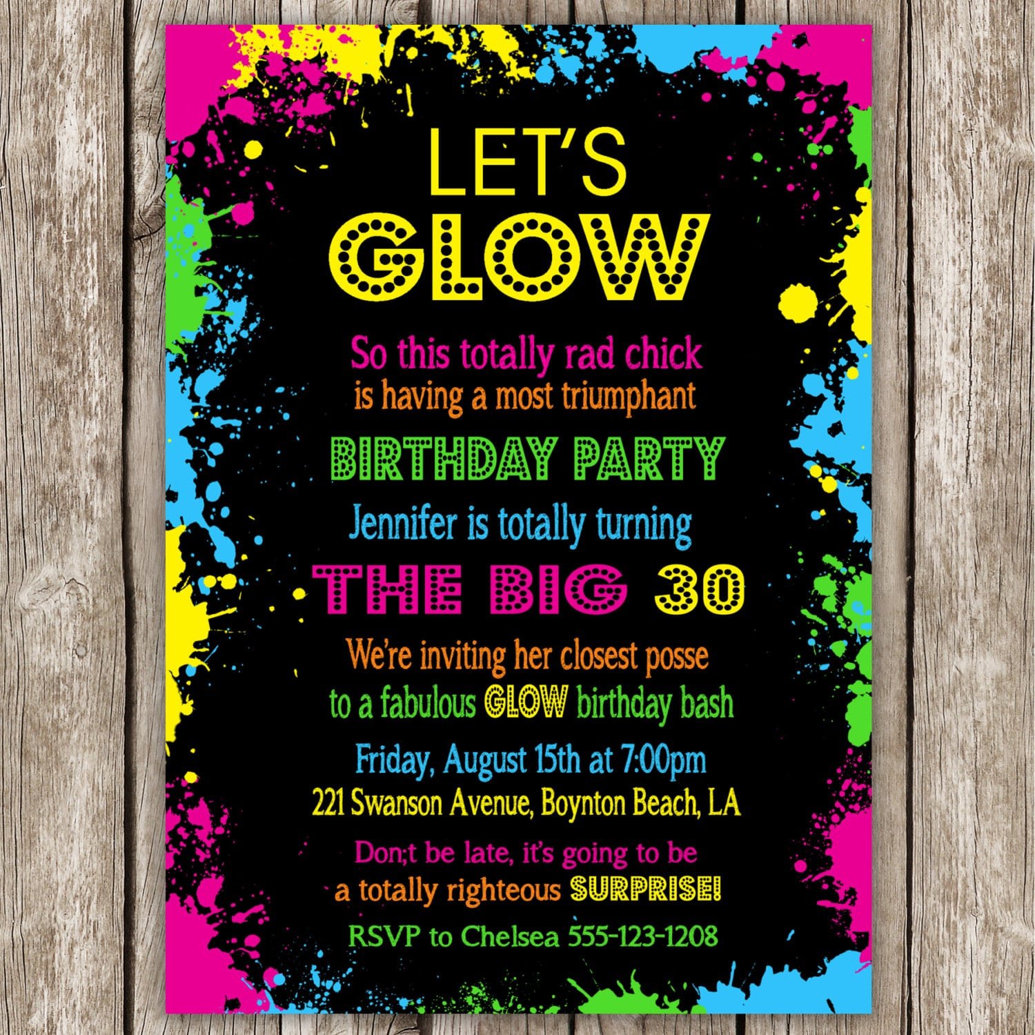 Neon Party Invitations In Addition To Redesign Your Party