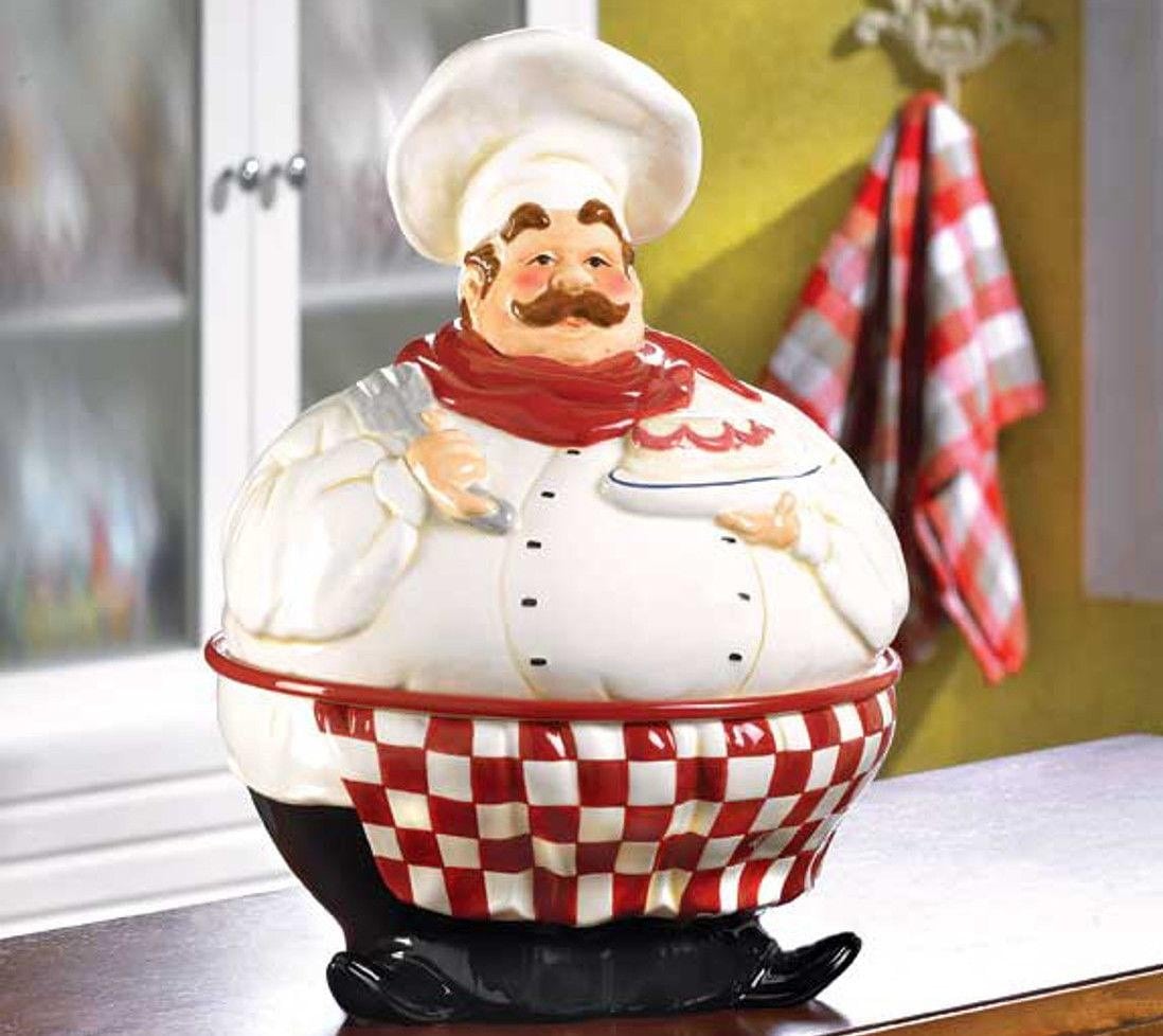 New French Chef Cookie Jar With 10  Diameter Plate