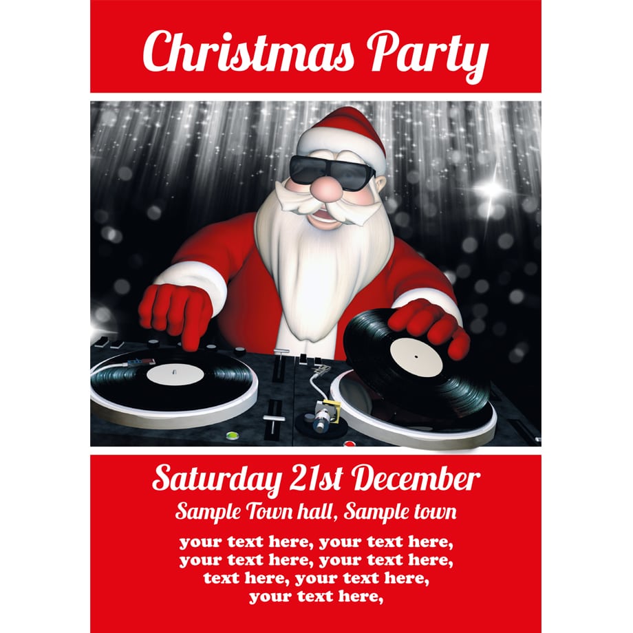 Santa Mixing The Sounds Christmas Party Invites