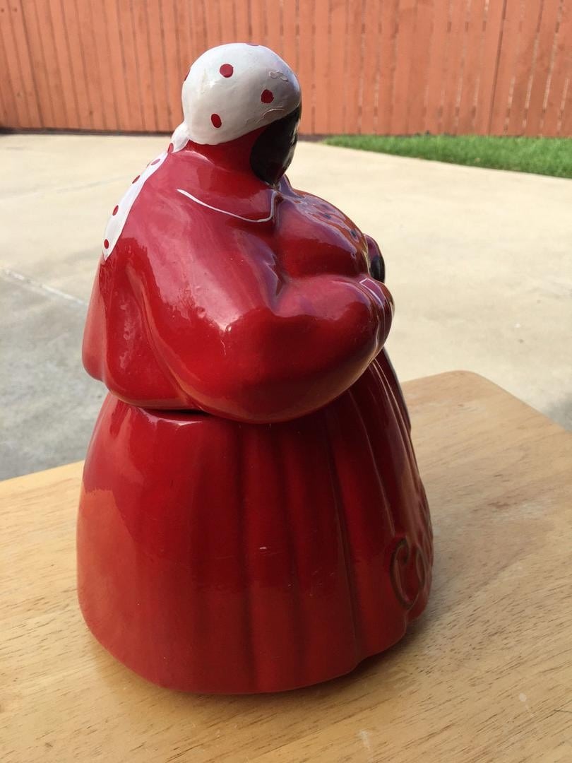 Vintage Mammy   Aunt Jemima Cookie Jar By Mccoy, Red & White