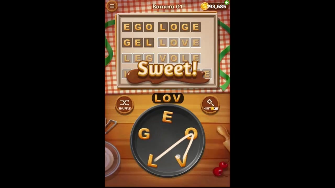 Word Cookies Banana Pack Level 1 Answers