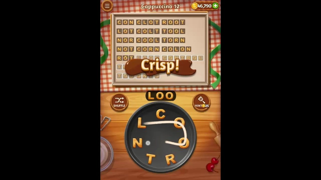 Word Cookies Cappuccino Pack Level 12 Answers