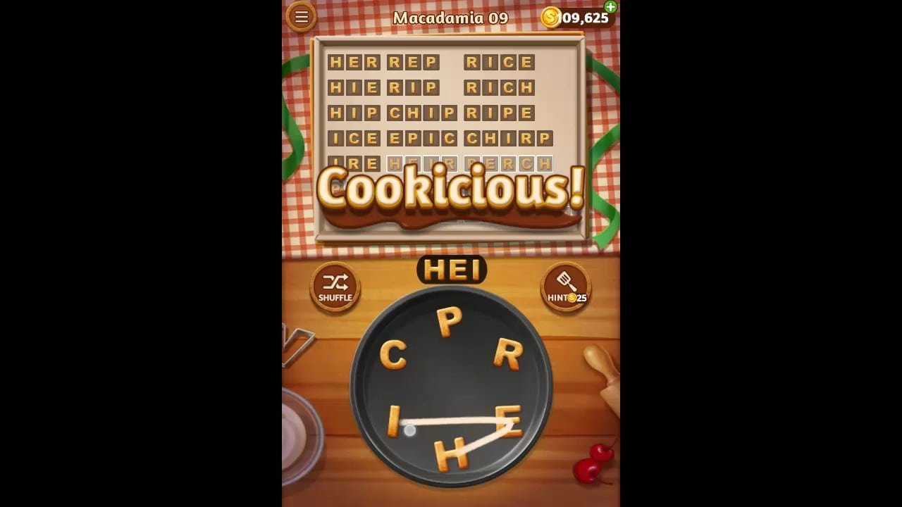 Word Cookies Macadamia Pack Level 9 Answers