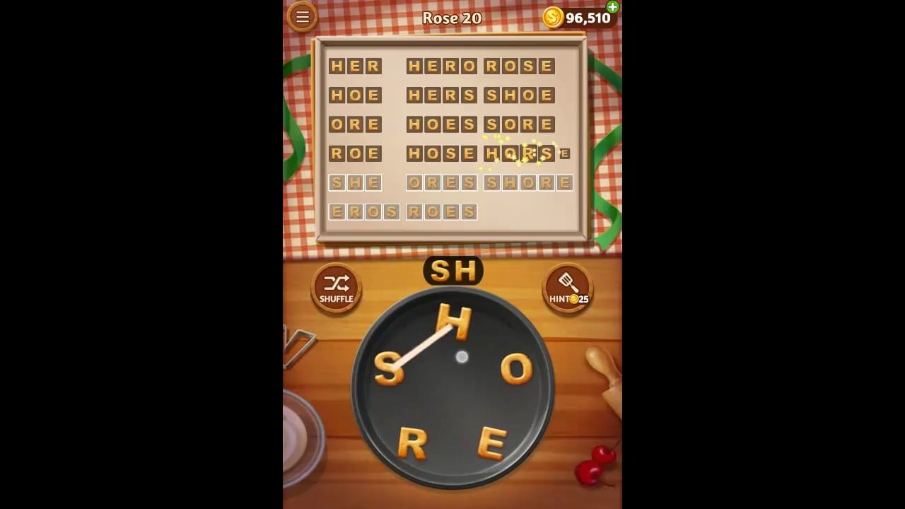 Word Cookies Rose Pack Level 20 Answers