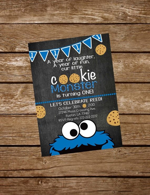 Afbeaaccfe Lovely Cookie Monster Birthday Party Invitations
