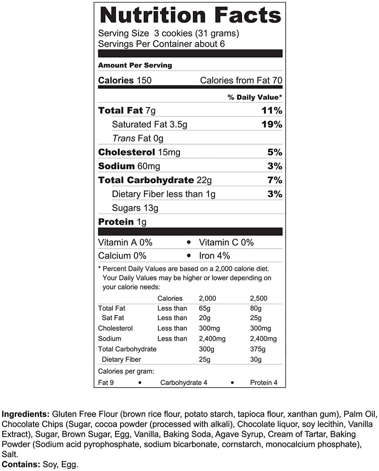 Amazon Com  My Dad's CookiesÂ® Gluten Free Chocolate Chip Cookies