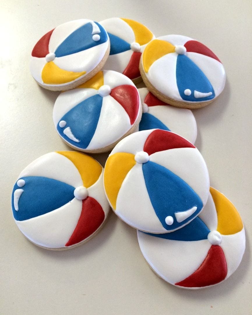 Beach Ball Cookies~ Byjune Bug And Moo, Red, Blue, Yellow