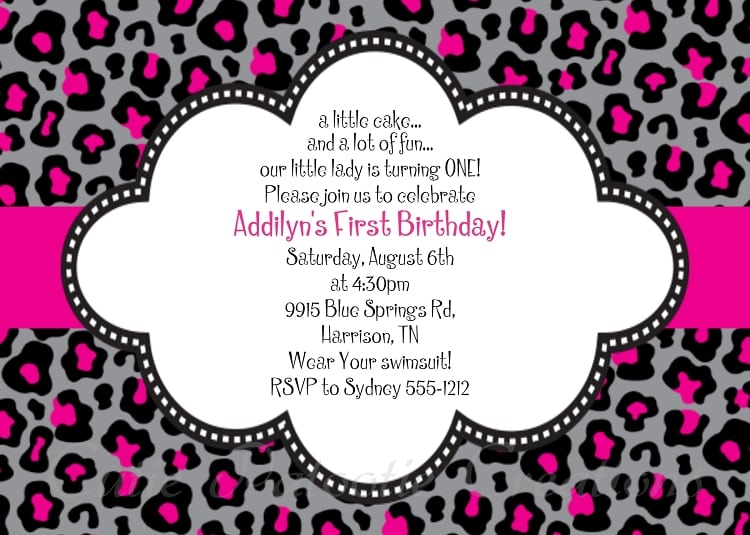 Birthday And Party Invitation  Cheetah Birthday Invitations